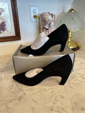 NWT Everlane The Banana Pump Black Suede 3” Heel Size 9